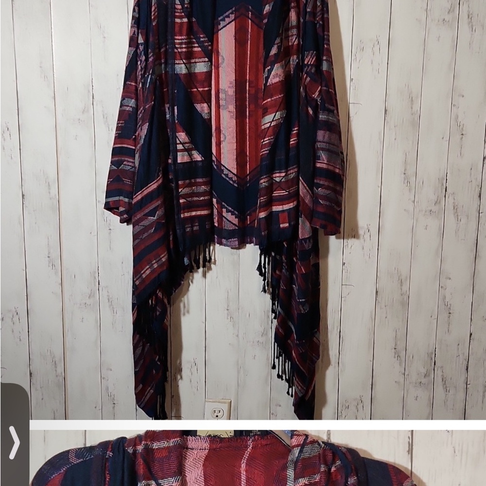 Lola P. Vibrant Red and Blue Cardigan